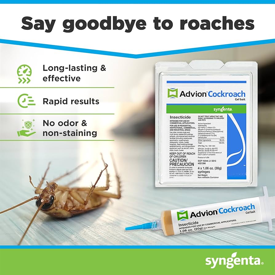 Advion® Cockroach Gel Bait – Professional Roach Killer with Applicator Kit (Indoor & Outdoor)